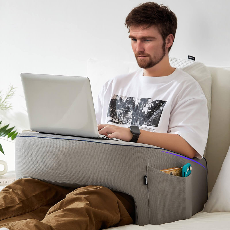 Inbox Zero Soft Lap Desk Pillow For Adult Extra Large Reading Pillow With Pocket Arm Rest Pillow Memory Foam Bed Rest Pillow Can Reading Working In Bed Floor Sofa Grey Wayfair